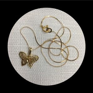 Sale ❤️14k necklace w/ 14k gold butterfly pendant
